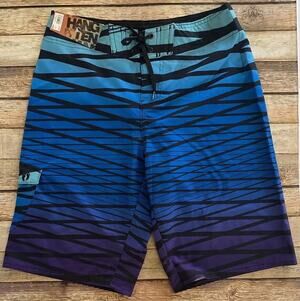 Hang Ten Mens Size 30 Blue 'Four Way Stretch' Swim Trunk Board Shorts